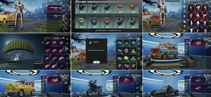 PGM517 M416 Masked Wasp, RP M1-M7 Max, 5 Mythic Outfits, 62 Outfits, Multiple UAZ, Motorbike, Buggy, Parachutes, Emotes (G)